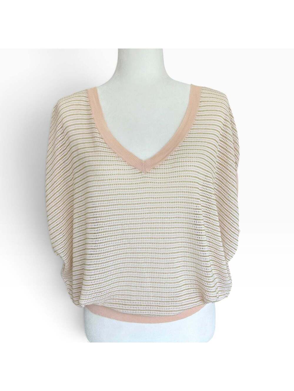 Zadig & Voltaire Striped V-Neck Open Knit Sweater Vest Size M